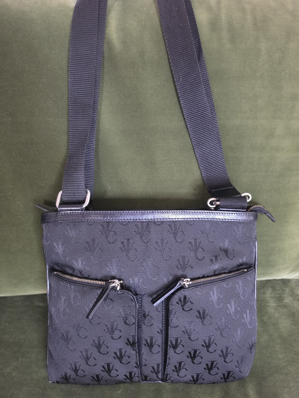 Authentic Versace Vintage V Monogram Nylon Crossbody Bag Italy